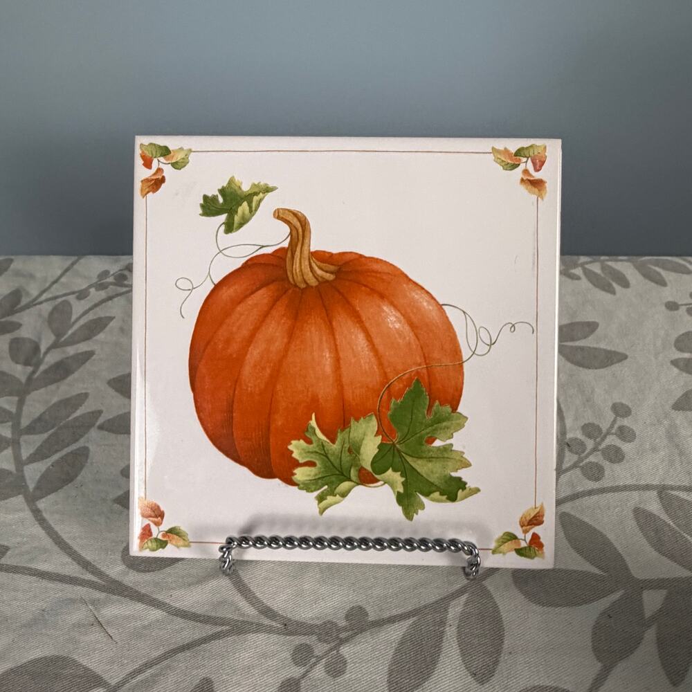 Shades of Autumn Pumpkin Tile Avon 1984 Vintage fall 6X6 harvest trivet